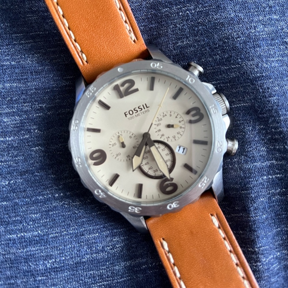 Men’s Fossil Stainless Steel and Leather Watch